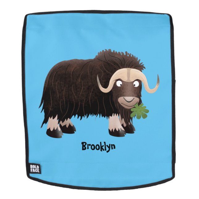 Funny muse ox Cartoon Illustration Rucksack (Abnehmbare Front)