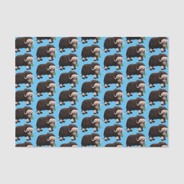 Funny muse ox Cartoon Illustration Seidenpapier (Vorderseite)