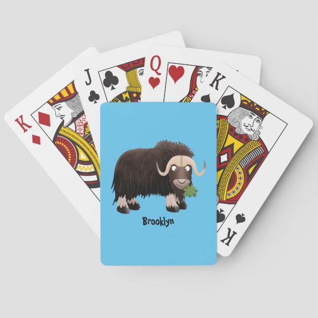Funny muse ox Cartoon Illustration Spielkarten (Rückseite)