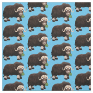 Funny muse ox Cartoon Illustration Stoff