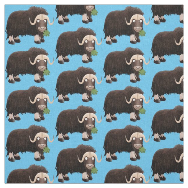 Funny muse ox Cartoon Illustration Stoff (Muster)