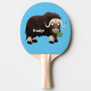 Funny muse ox Cartoon Illustration Tischtennis Schläger