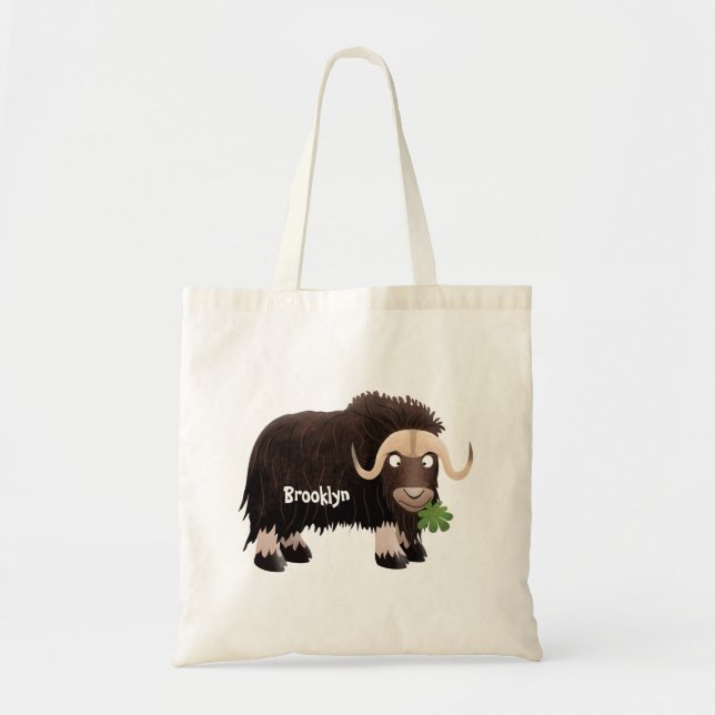 Funny muse ox Cartoon Illustration Tragetasche (Vorne)