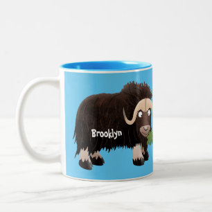 Funny muse ox Cartoon Illustration Zweifarbige Tasse