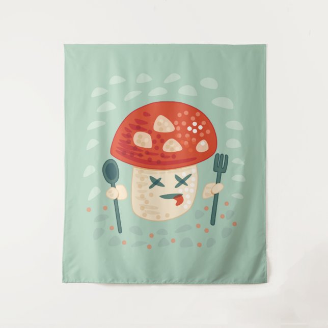 Funny Mushroom Food Character merkwürdige Oddity Wandteppich (Vorderseite)