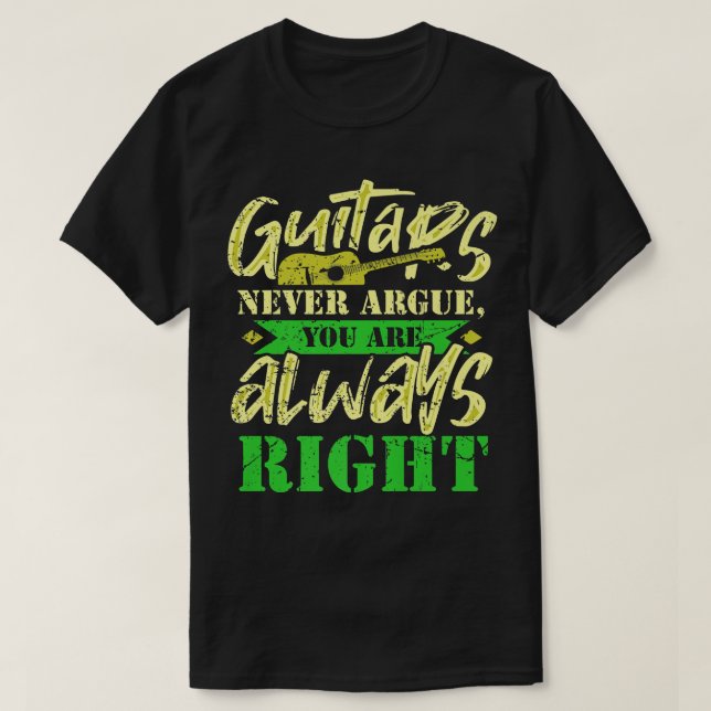 Funny Music Design Gitarren nie behaupten, Sie sei T-Shirt (Design vorne)