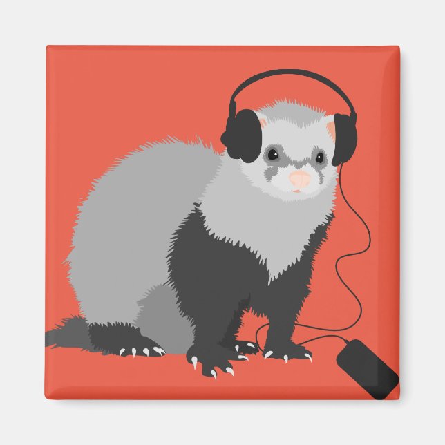 Funny Music Lover Ferret Magnet (Vorne)