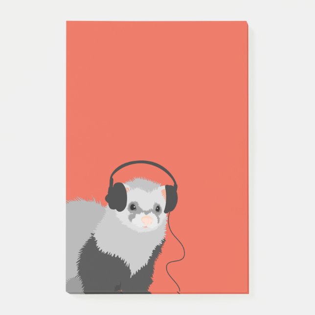 Funny Music Lover Ferret Post-it Klebezettel (Vorderseite)