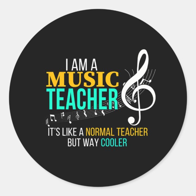 Funny Music Teacher Music Teacher Cool Teacher Runder Aufkleber (Vorderseite)