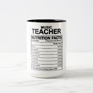 Funny Music Teacher Nutrition Fakten Zweifarbige Tasse