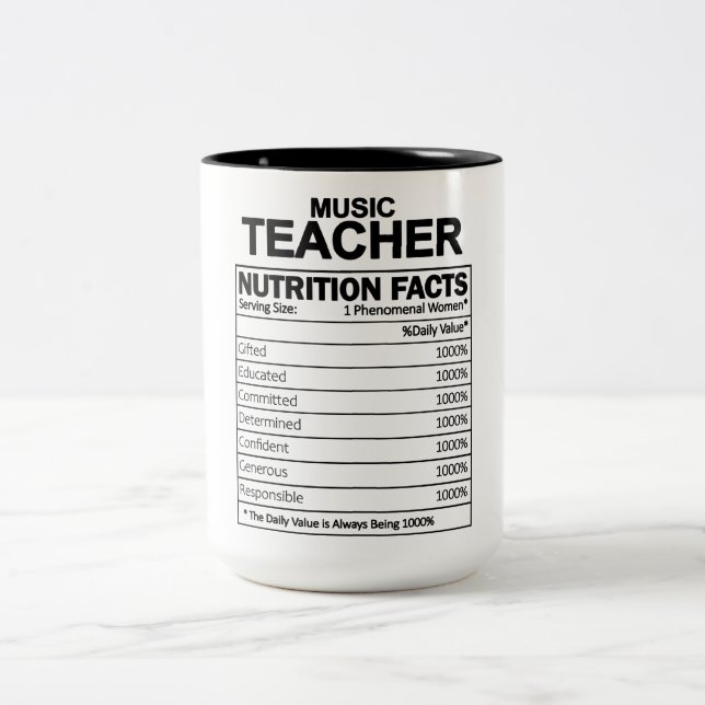 Funny Music Teacher Nutrition Fakten Zweifarbige Tasse (Mittel)