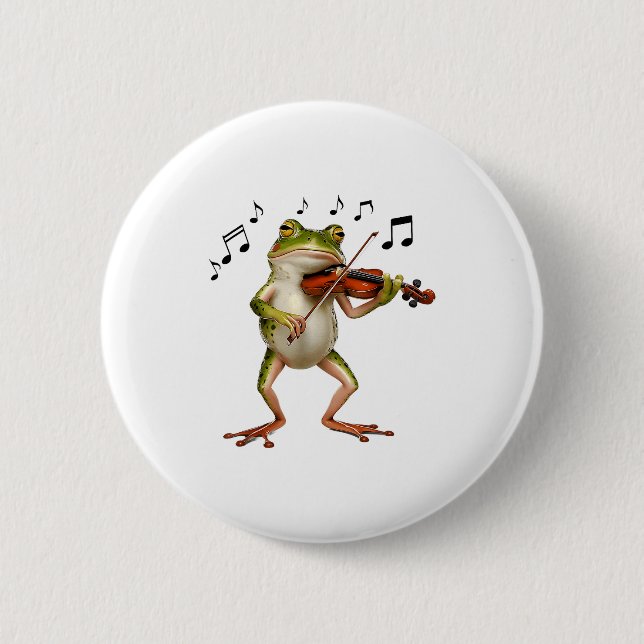 Funny Musician Violinist Cute Frog Playing Violin  Button (Vorderseite)