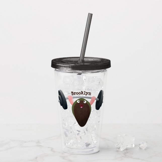 Funny mussel arbeitet an Cartoon Illustration Acryltrinkbecher (Rückseite Ice)