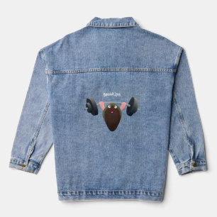 Funny mussel arbeitet an Cartoon Illustration Jeansjacke