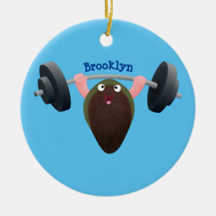 Funny mussel arbeitet an Cartoon Illustration Keramik Ornament