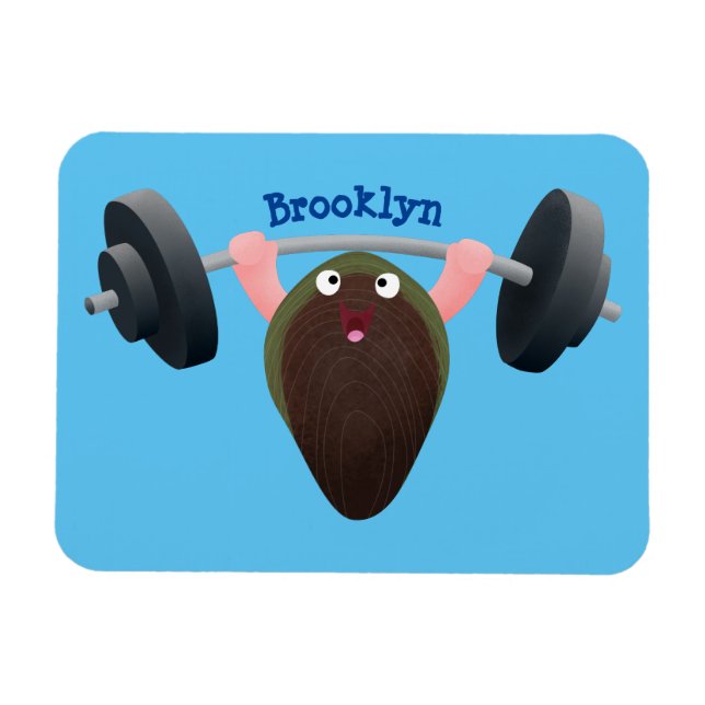 Funny mussel arbeitet an Cartoon Illustration Magnet (Horizontal)