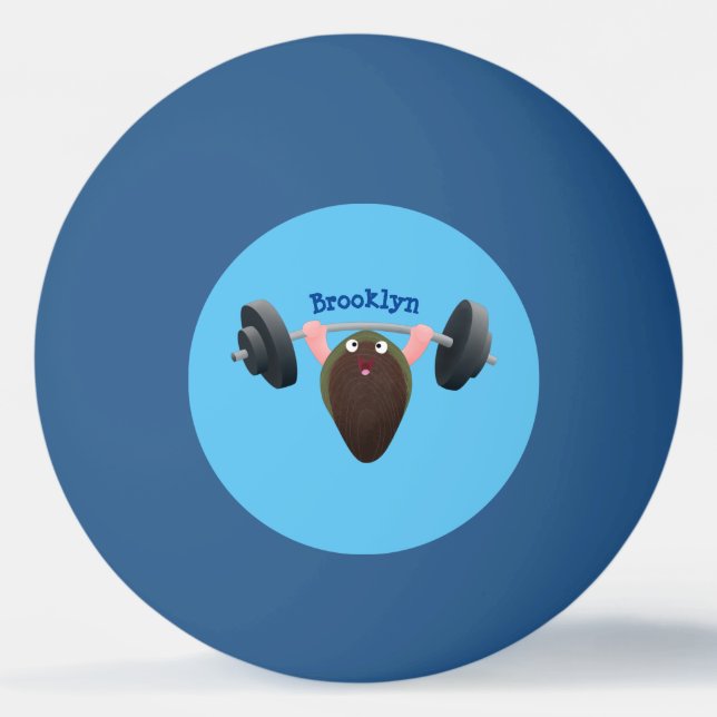 Funny mussel arbeitet an Cartoon Illustration Tischtennisball (Vorderseite)