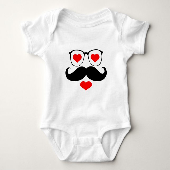 Funny Mustache Baby Strampler (Vorderseite)