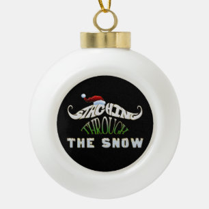 Funny Mustache Christmas Keramik Kugel-Ornament