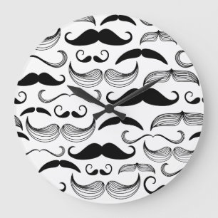Funny Mustache Design Große Wanduhr
