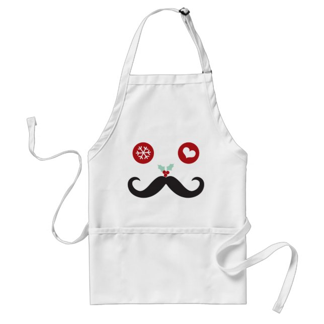 Funny Mustache Face Snowflake Weihnachtsfeiertag Schürze (Vorne)