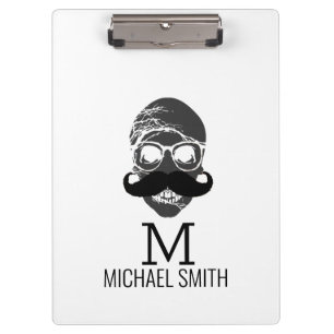 Funny Mustache Monogram #2 Klemmbrett