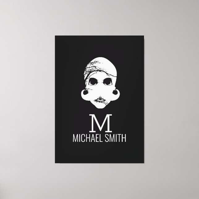 Funny Mustache Monogram Leinwanddruck (Vorderseite)