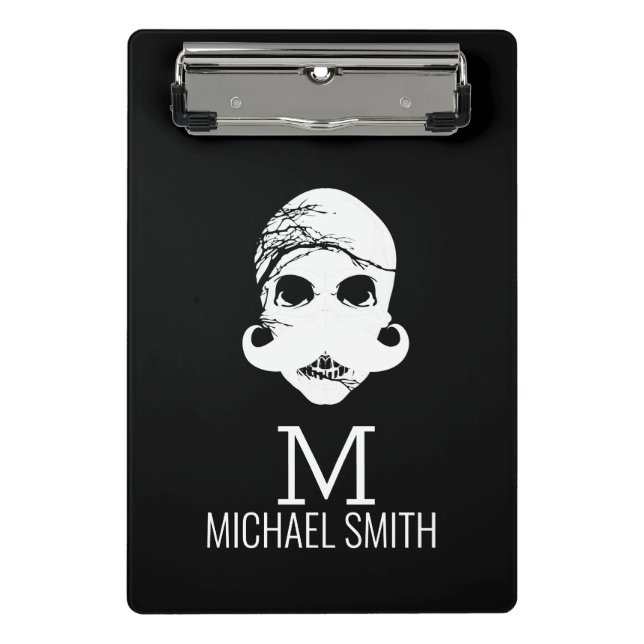 Funny Mustache Monogram Mini Klemmbrett (Vorderseite)