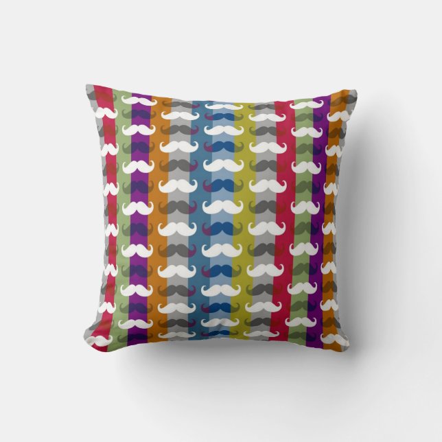 Funny Mustache Stripe Muster Kissen (Vorderseite)