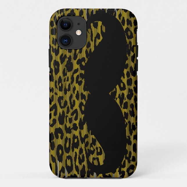 Funny Mustache über Leopard Skin 3 Case-Mate iPhone Hülle (Rückseite)