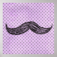 Funny Mustache Zeichne mit Lila Polka-Punkten
