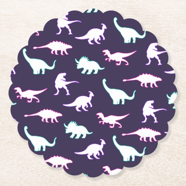 Funny Muster Neon Farbe Dino Comic Dinosaurier Untersetzer (Vorderseite)