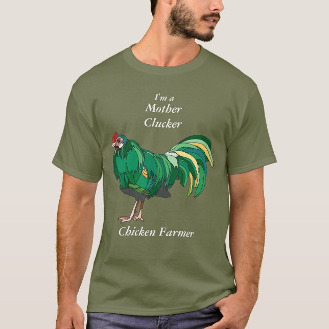 Funny Mutter Clucker Hühner Bauer Grünes Hühnchen T-Shirt (Vorderseite)