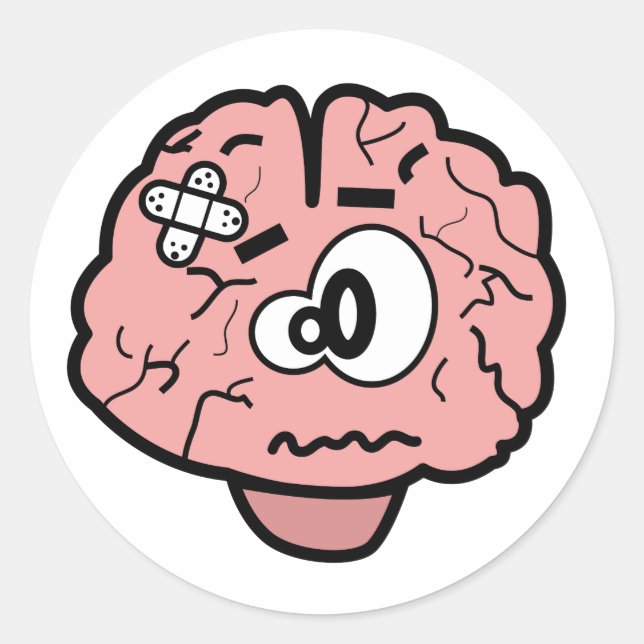 Funny My Brain Hurts Doctor Cartoon Runder Aufkleber (Vorderseite)