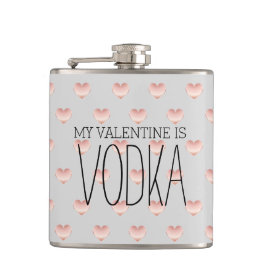 Funny My Valentine ist Vodka Pink Hearts Pattern Flachmann