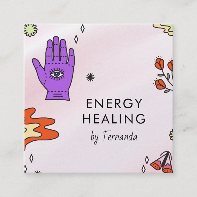 Funny Mystic Muster Energie Heilung Psychische Hex Quadratische Visitenkarte (Vorderseite)