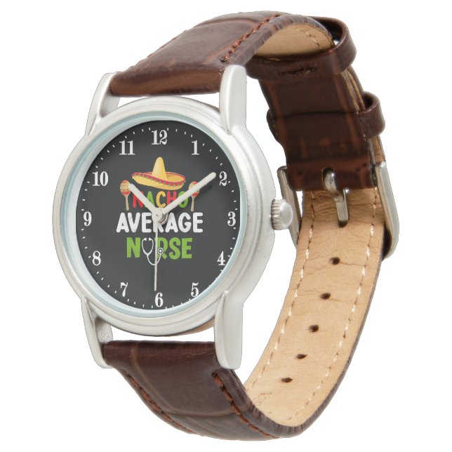 Funny nacho Average Nurse Armbanduhr (Schrägansicht)