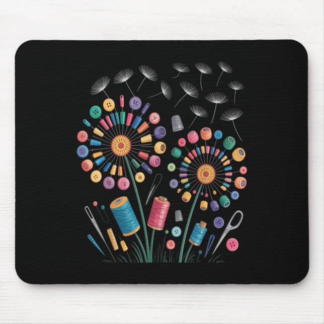 Funny Nähen Dandelion Blume Thread Tasten Quil Mousepad (Vorne)