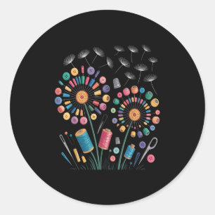 Funny Nähen Dandelion Blume Thread Tasten Quil Runder Aufkleber