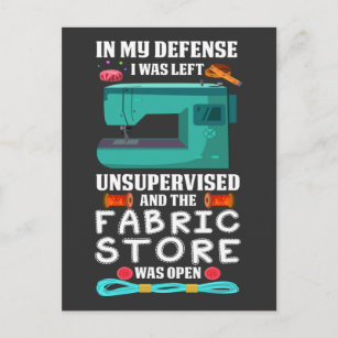 Funny Nähquote Garn Fabric Store Spaß Kanalisation Postkarte