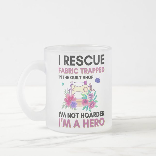 Funny Nähquote Vintage Blumennähmaschine Mattglastasse (Links)