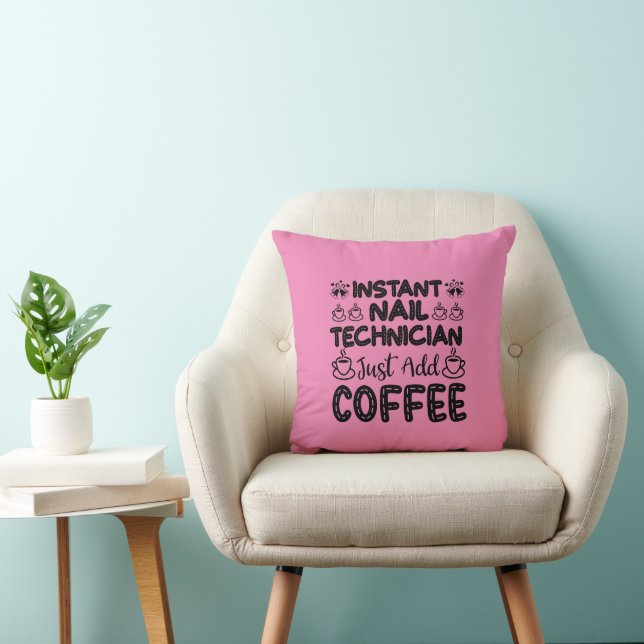 Funny Nail Techniker Kaffeekonzept Kissen (Stuhl )