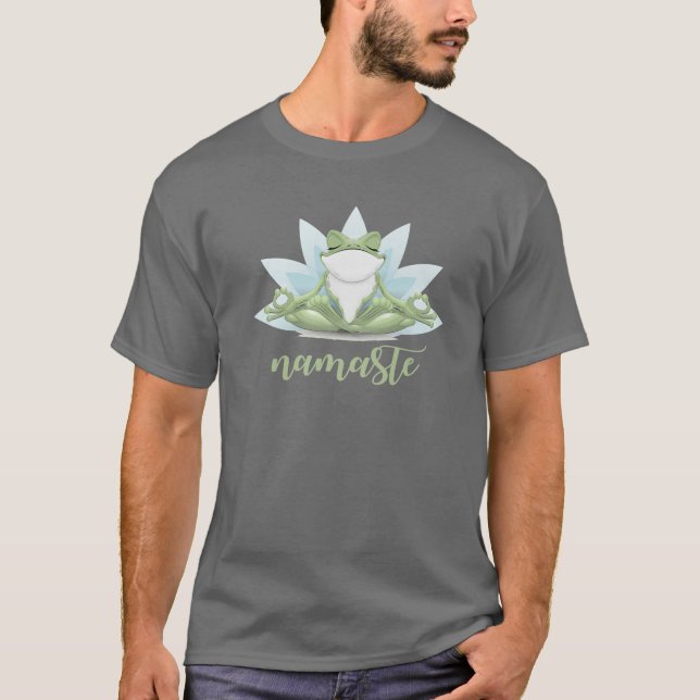 Funny Namaste Yoga Posen Frog Buddha Blume Symbol T-Shirt (Vorderseite)