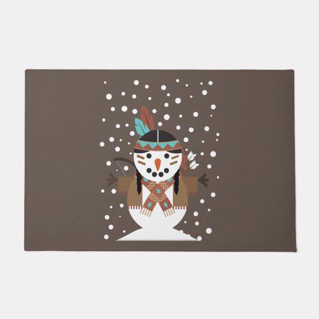 Funny Native American Weihnachtsbaumdekorationen Fußmatte (Vorderseite)