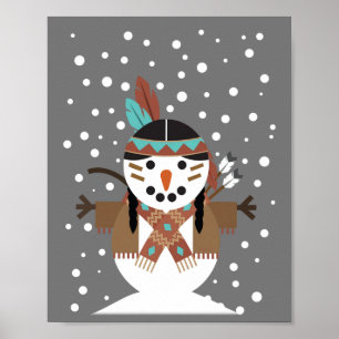 Funny Native American Weihnachtsbaumdekorationen Poster