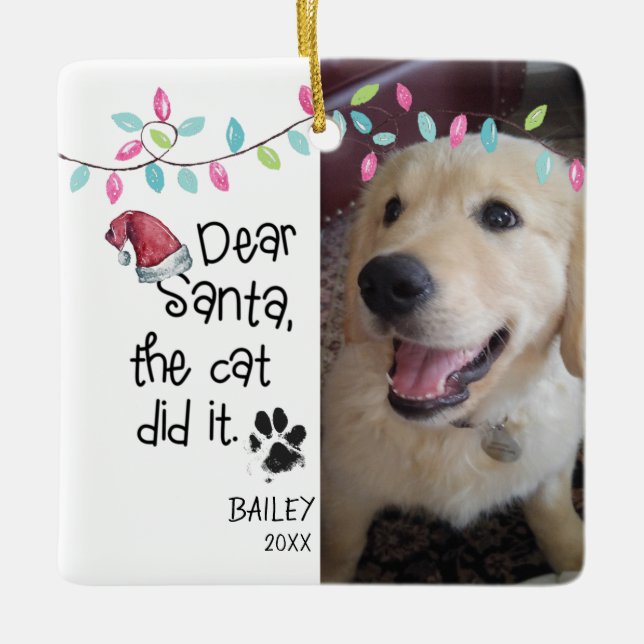 Funny Naughty Dog Sprichwort Foto Keramikornament (Vorderseite)