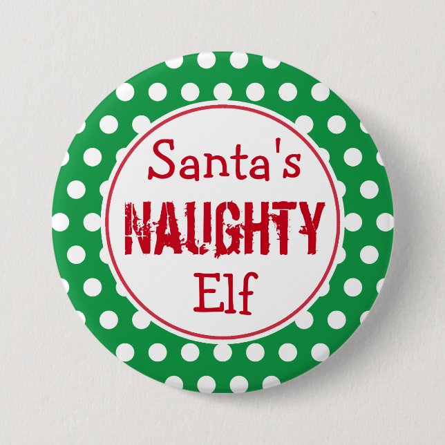 Funny Naughty Elf Christmas Button Button (Vorderseite)