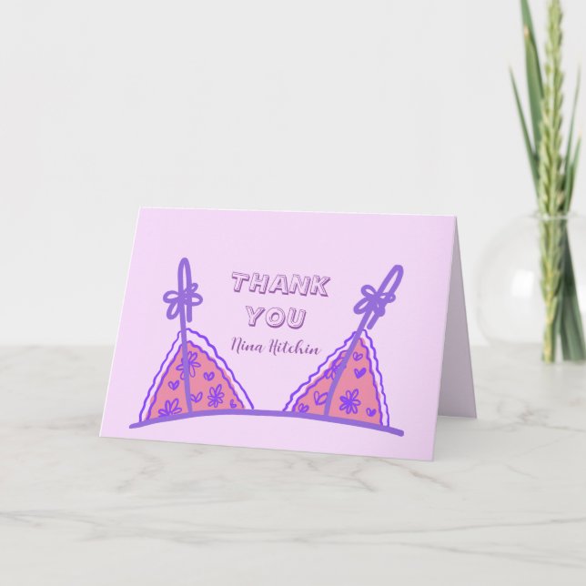 Funny Naughty Lila Lingerie Bachelorette Danke (Vorderseite)