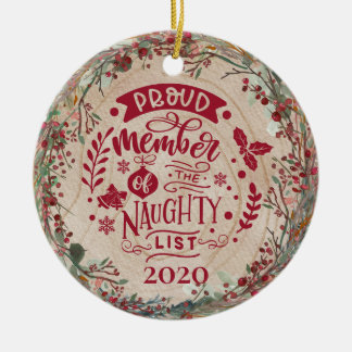 Funny Naughty List Personalisiertes Foto Botanisch Keramik Ornament