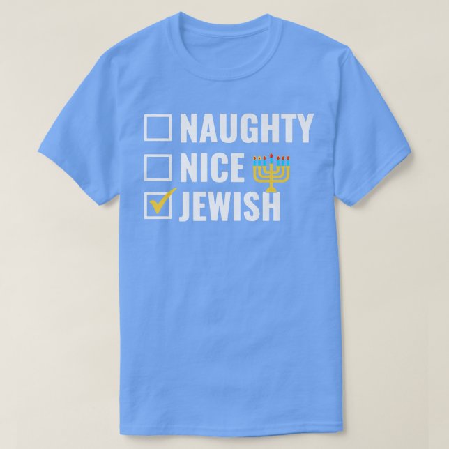 Funny Naughty Nice Jewish Happy Hanukkah Matching  T-Shirt (Design vorne)